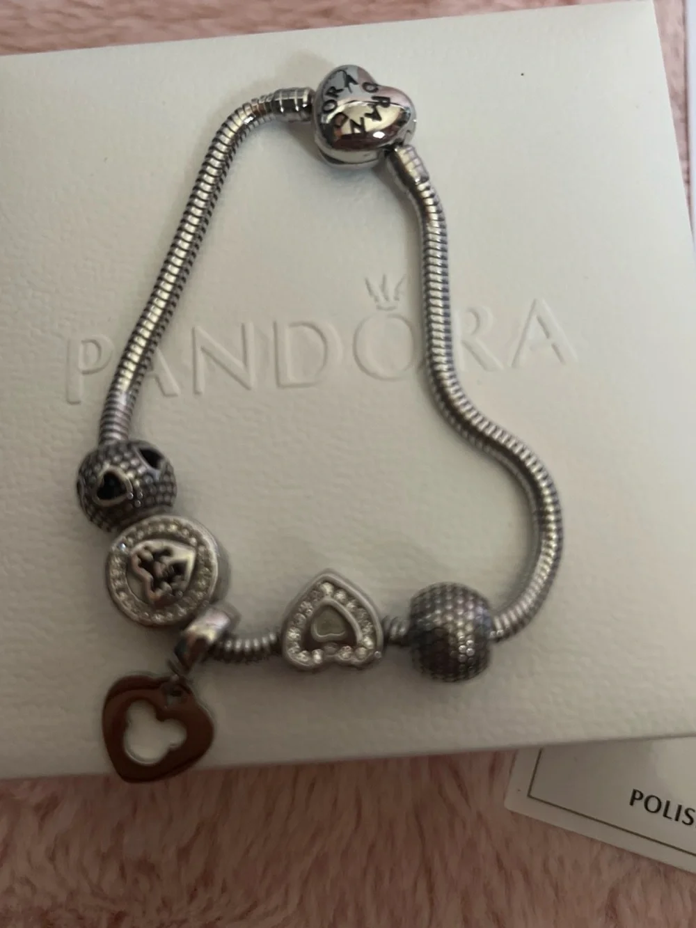 Pandora Silver Heart Charm Bracelet with Pavé Accents - Silver